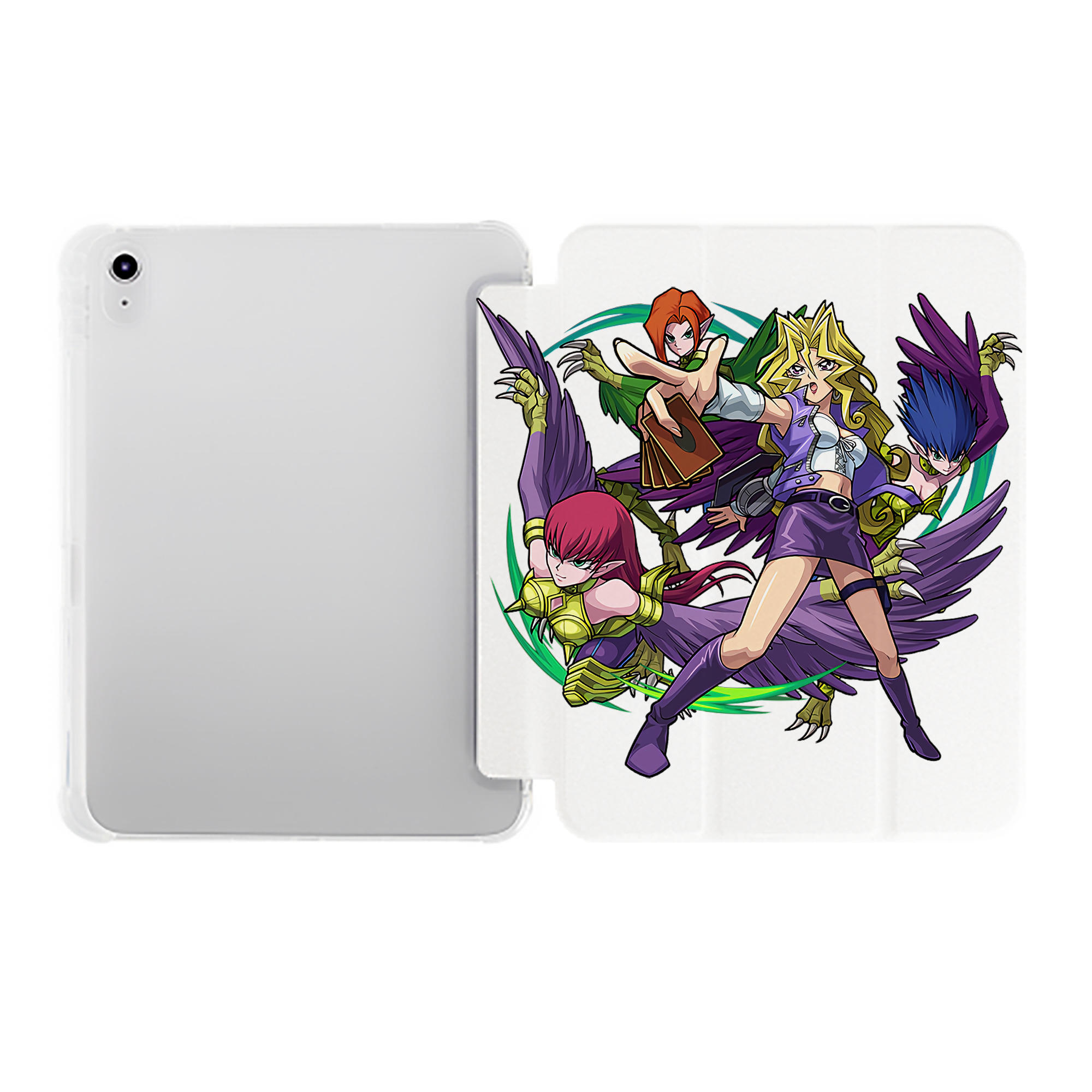 （画像用） 遊☆戯☆王 Yu-Gi-Oh! IPad ケース ペン収納付き 三つ折りスタンド PUレザー×シリコン 対応機種9.5/10.5/10.9インチ